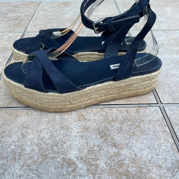 Miu Miu Suede Platform Espadrilles, Blue, Women's - Picture 2 of 13
